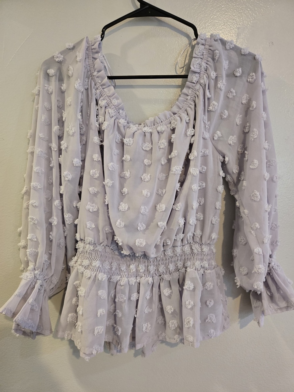 Anthropology Flying Tomato Lavender Swiss Dot Blouse